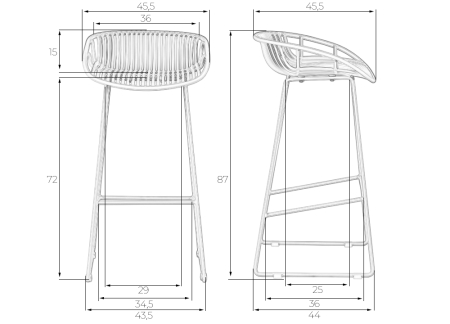 Стул барный FRANK светло-серый Стул барный FRANK светло-серый