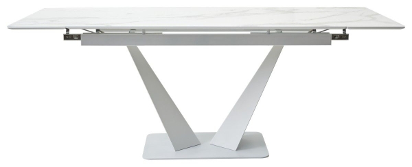 Стол Ниагара 140 белый мрамор, стекло, белый каркас
