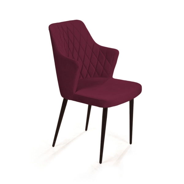 Стул с подлокотниками Hunt ромб, бархат красный new, черный конус