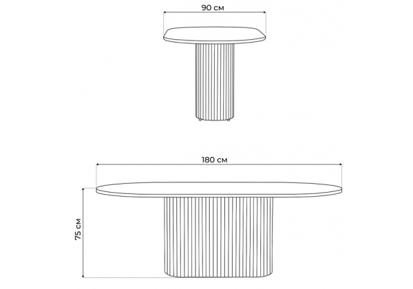 Стол деревянный Барон О 180 х 90 белая пленка шагрень, золотые ноги