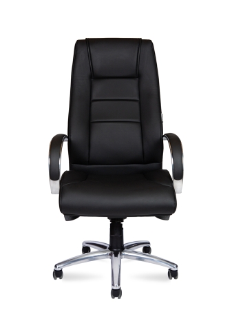 Кресло офисное Bern черный, экокожа и металл, мягкое сиденье, с подлокотниками