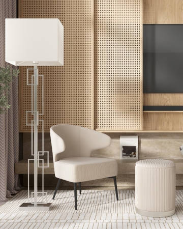 Пуф Эмили с ящиком серебро вельвет молочный