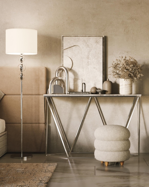 Консоль Авалон 122*41 серый мрамор сталь темный хром