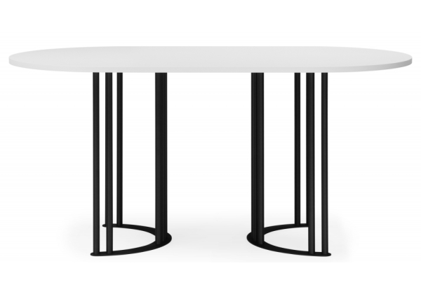 Стол деревянный Хьюго О 160 х 90 белая шагрень пленка, черные ноги Стол деревянный Хьюго О 160 х 90 белая шагрень пленка, черные ноги