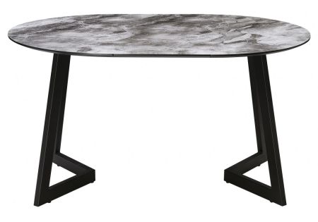 Стол Алингсос черная шагрень, мрамор серый