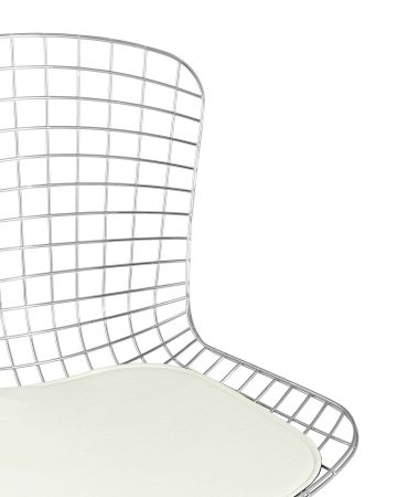 Стул обеденный Bertoia хромированный с белой подушкой