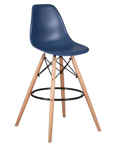 Стул барный DSW BAR ножки светлый бук темно-синий BE-12