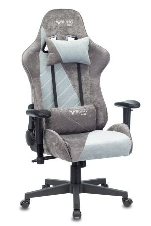 Кресло игровое Zombie VIKING X Fabric серый/серо-голубой с подголов. крестовина пластик