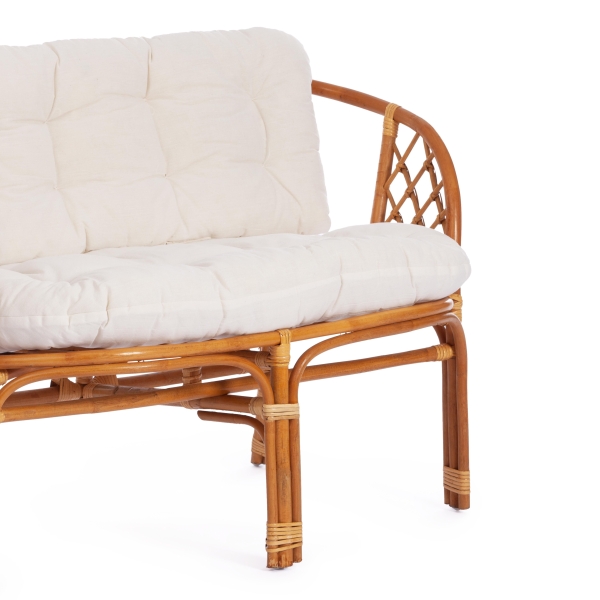 Комплект для отдыха "BAHAMA" (диван + 2 кресла + стол со стеклом ) /с подушками/Honey (мед)