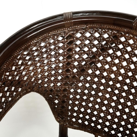 ТЕРРАСНЫЙ КОМПЛЕКТ "PELANGI" (стол со стеклом + 2 кресла) без подушекротанг, кресло 65х65х77 см, стол диаметр 64х61 см, грецкий орех