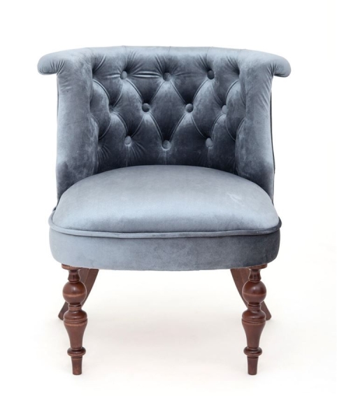 Кресло Бархат темный тон, грязно-голубой