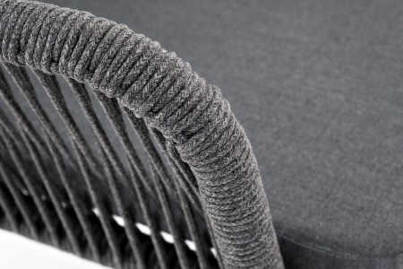 "Лион" стул плетеный из роупа, каркас алюминий серый (RAL7022) муар, роуп серый круглый, ткань серая 017