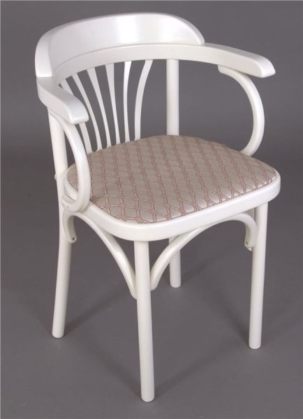 Деревянный стул Венский слоновая кость с мягким сиденьем из ткани 1 бежевый