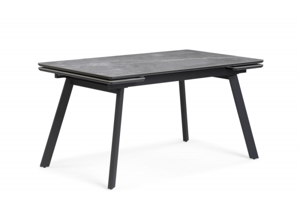 Керамический стол Норман 140(200)х80 серый мрамор, черный