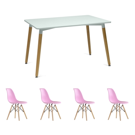 Стол Dix белый + 4 стула EAMES style розовые