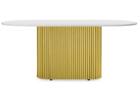 Стол деревянный Барон О 180 х 90 белая пленка шагрень, золотые ноги