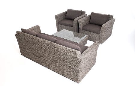 Лаунж-зона "Капучино" из искусственного ротанга (гиацинт), цвет серый