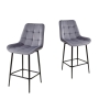 Полубарный стул ХОФМАН серый #H14 велюр, черный каркас H=63cm