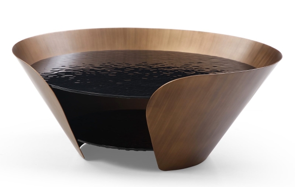 Стол журнальный CT6123 (D100,3) закаленное стекло/бронзовый