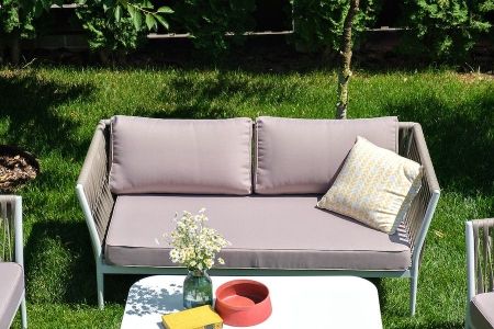 Лаунж-зона "Касабланка" плетеная из роупа 4-местная, цвет серо-коричневый