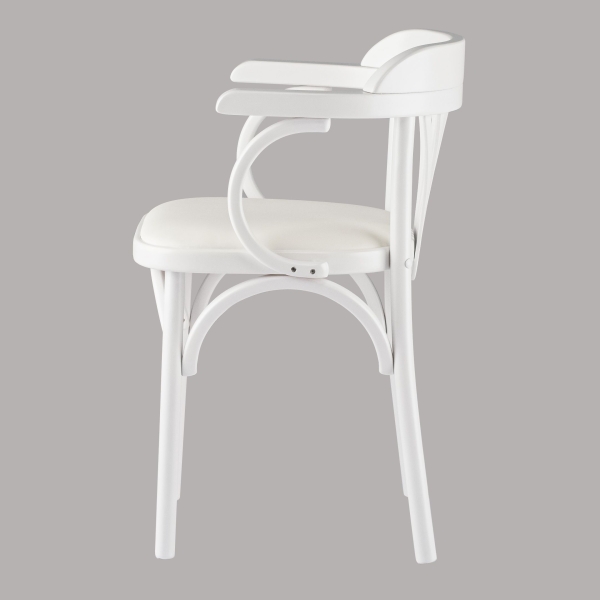 Деревянный стул Венский белый с мягким сиденьем из экокожи