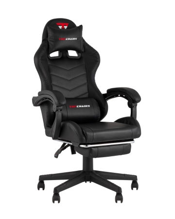Кресло спортивное TopChairs Prophet с оттоманкой черный