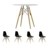 Стол EAMES D100 белый + 4 стула EAMES style черные