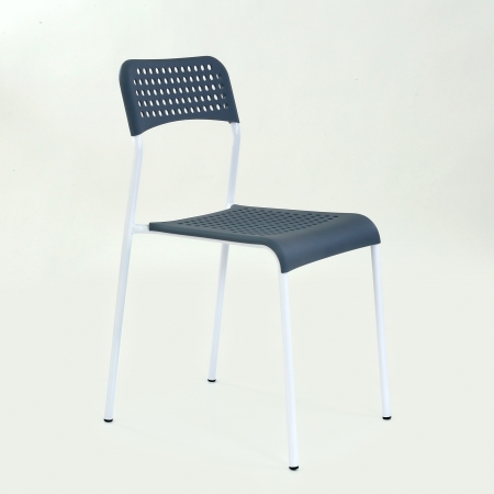 Стул UNO серое сиденье, корпус белый стопируемый
