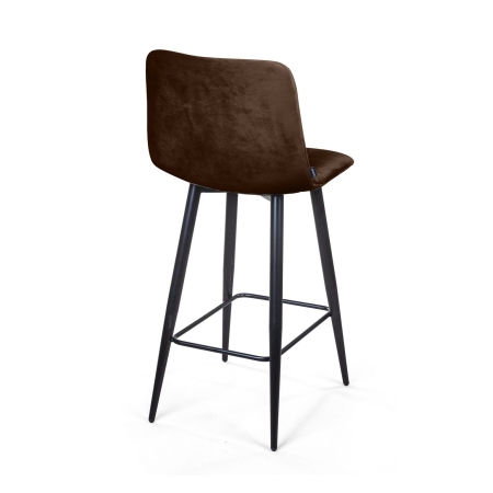 Стул полубарный UNO бархат коричневый, черный конус
