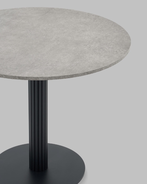 Стол круглый Фризбин D90, столешница МДФ сегни темный, основание металл черный