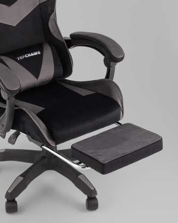Кресло спортивное TopChairs MG-7019 велюр черно-серый фото в интернет-магазине Stoolmarket