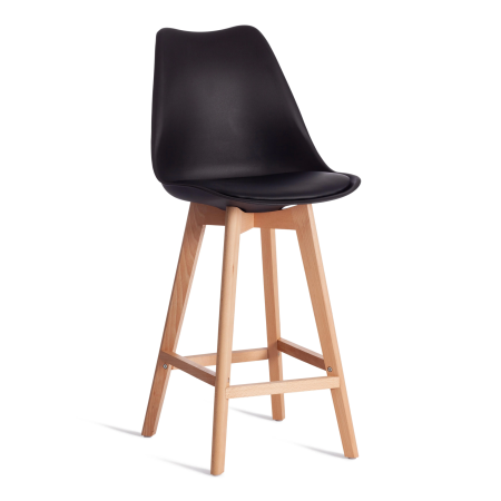 Стул барный TULIP BAR (mod. C1014H-1) пластик, дерево, черный,светлое дерево