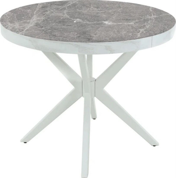 Стол раздвижной "Оскар D95" Glass фотопечать мрамор №5, тон 9 эмаль белая