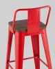 Стул барный TOLIX со спинкой красный глянцевый + темное дерево KD