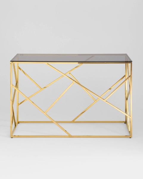 Консоль АРТ ДЕКО 120х40 золото стекло дым