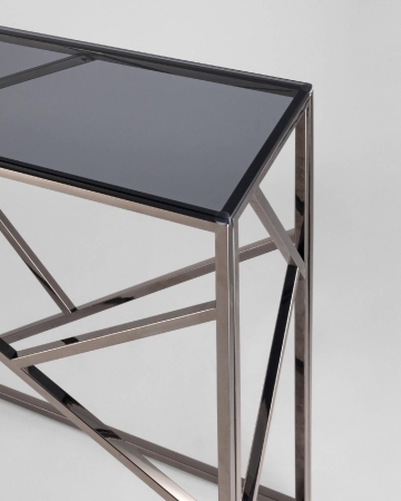 Консоль АРТ ДЕКО 115*30 стекло дым сталь темный хром