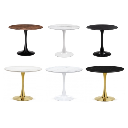 Керамический стол Тулип 90х73 черный мрамор, золото