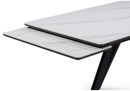 Керамический стол Вилли 140(200)х80 белый мрамор, черный
