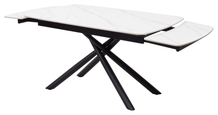 Стол RIVOLI 140 MATT WHITE MARBLE SINTERED STONE, BLACK