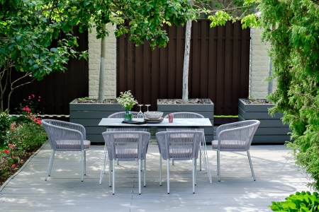 "Милан" обеденная группа на 6 персон, цвет светло-серый с белым каркасом