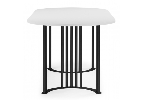 Стол деревянный Хьюго О 160 х 90 белая шагрень пленка, черные ноги Стол деревянный Хьюго О 160 х 90 белая шагрень пленка, черные ноги