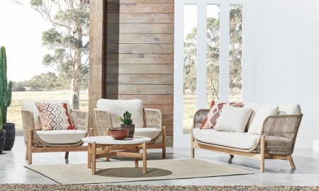Комплект деревянной плетеной мебели Tagliamento Talara LOUNGE2 светлое дерево