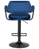 Набор 2 шт Стул барный CHARLY BLACK, синий велюр (MJ9-117)