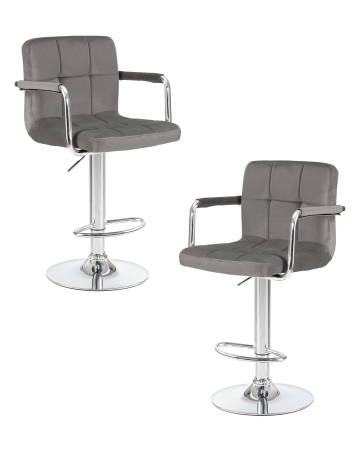 Набор 2 шт Стул барный KRUGER ARM, серый велюр (MJ9-75)