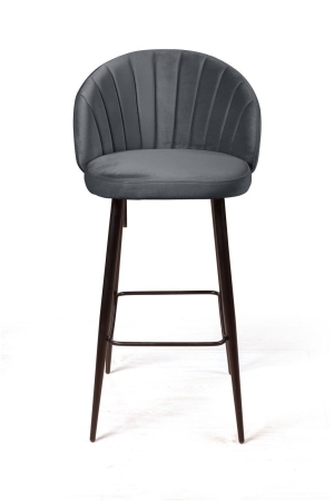 Стул барный Mont Blanc, бархат светло-серый, черный конус