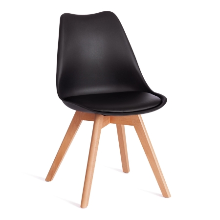 Стул TULIP (mod. 73-1) дерево, пластик, экокожа, 47.5x55x80 см, черный