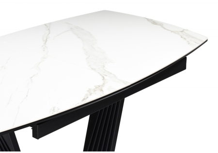 Керамический стол Вейл 140(180)х80 белый мрамор snow white, черный