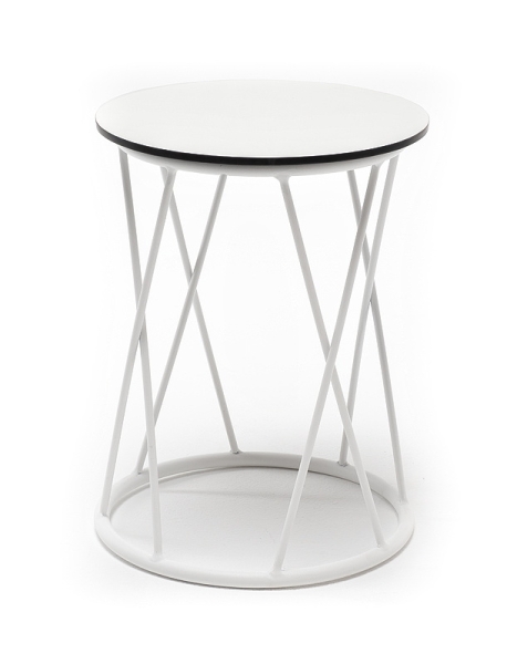 "Колумбия" журнальный стол из HPL круглый Ø40 H55, каркас из алюминия белый, цвет столешницы "молочный" "Колумбия" журнальный стол из HPL круглый Ø40 H55, каркас из алюминия белый, цвет столешницы "молочный"