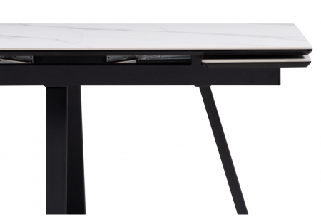 Керамический стол Памелла 140(200)х80 белый мрамор, черный