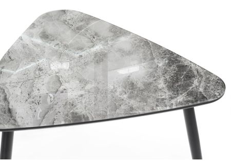 Стеклянный стол Рамси мрамор серый